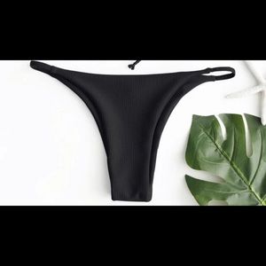 ZAFUL Black Ribbed Bikini Bottoms